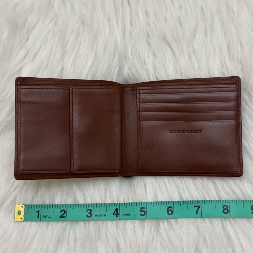 BURBERRY - MENS NOVA CHECK LINED BROWN LEATHER BIFOLD WALLET
